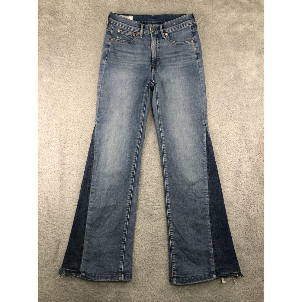Gap Jeans Womens 2R (27x29.5) 70s Flare High Rise Distressed Blue Denim